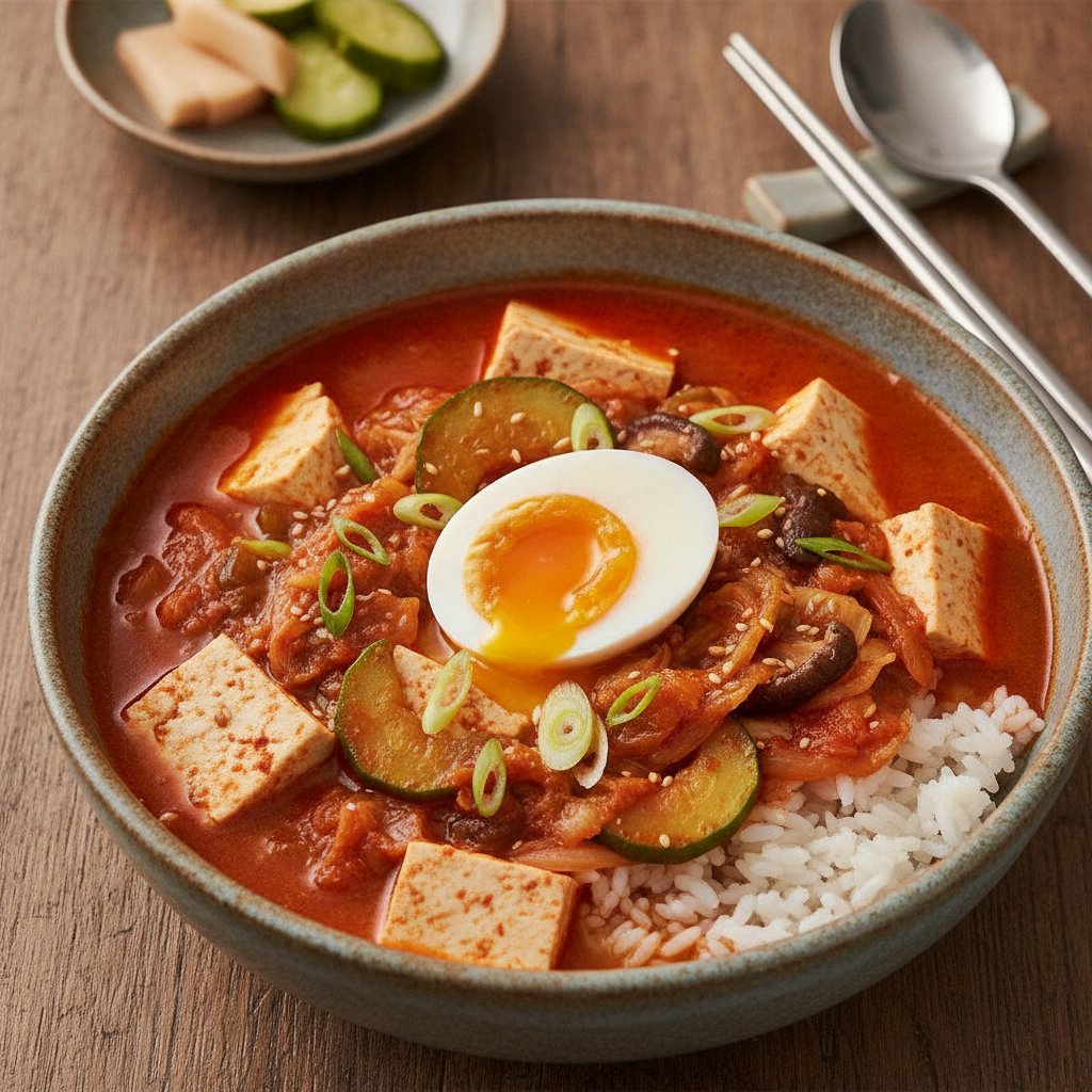 Korean Rice with Spicy Tofu Stew (High-Protein)