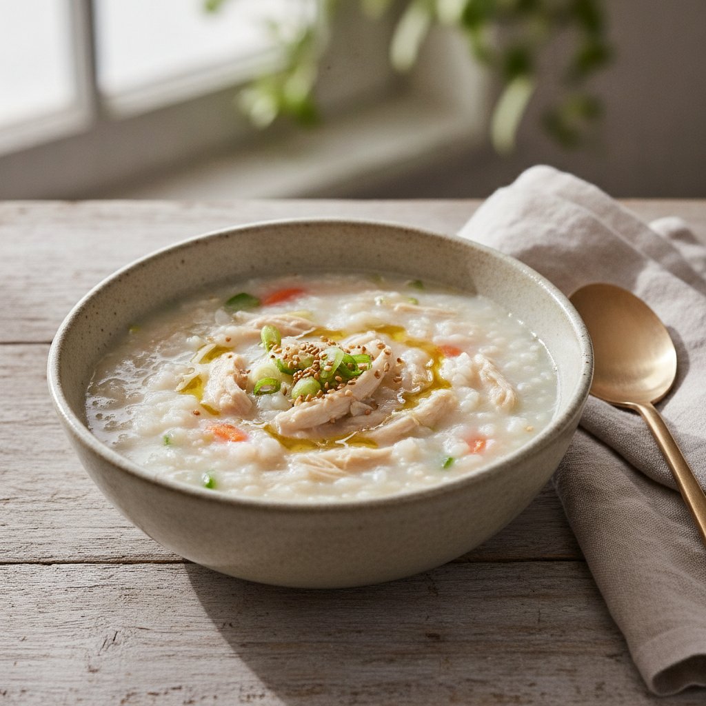 Korean Rice Porridge with Chicken (Low-Calorie)