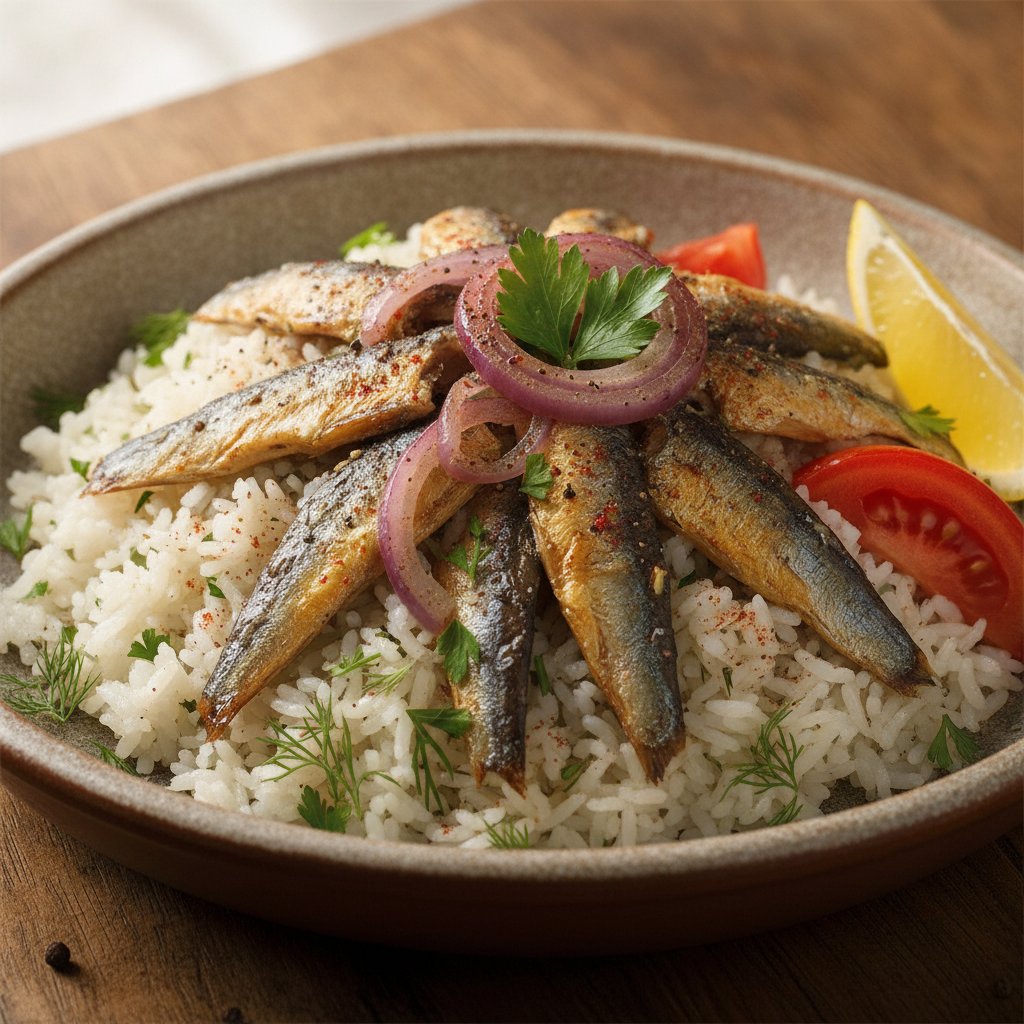 Baked Anchovy Rice Bowl (Low-Calorie)