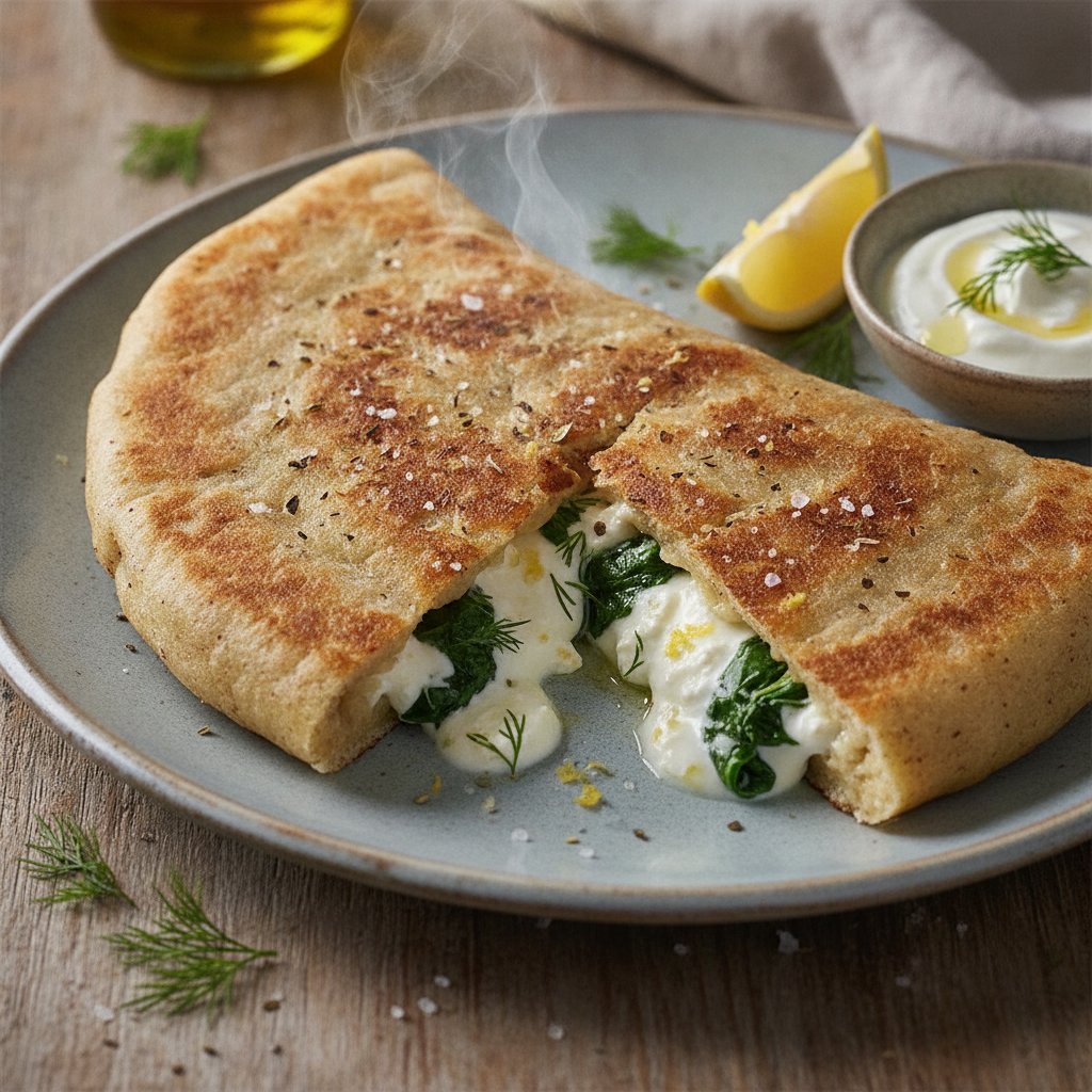 Spinach and Cheese Stuffed Flatbread (Gluten-Free)