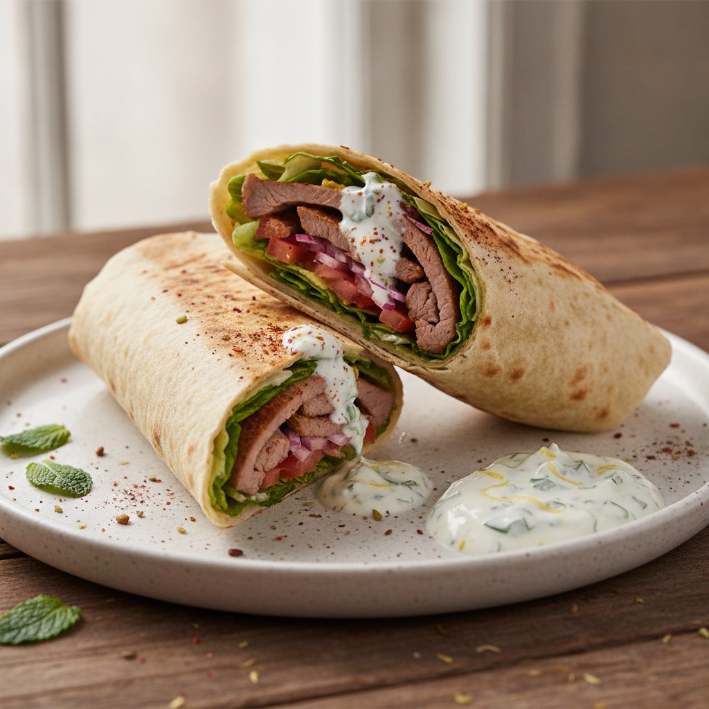 Spit-Roasted Lamb Wrap (Low-Calorie)