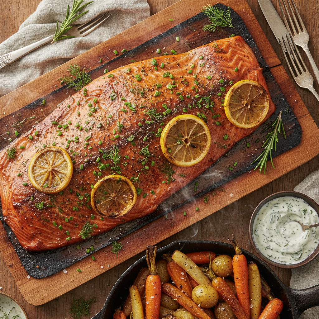 Cedar Plank Whole Salmon Side