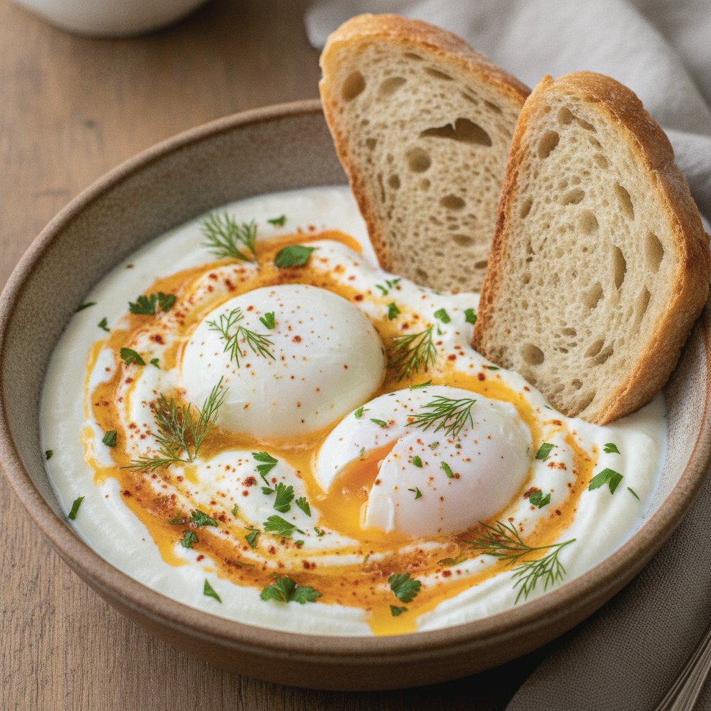 Eggs Poached in Yogurt Sauce