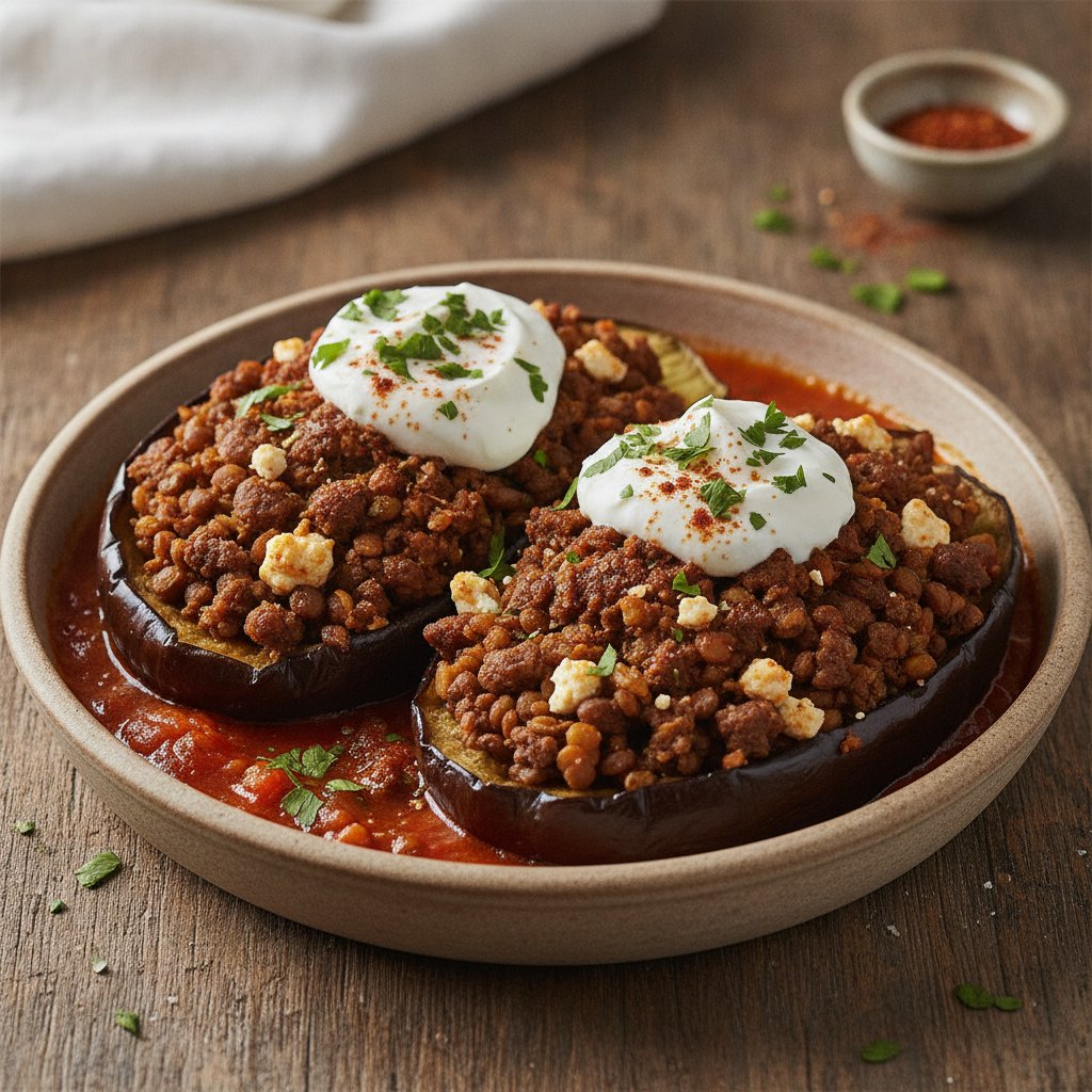 Baked Stuffed Eggplant with Ground Beef (High-Protein)