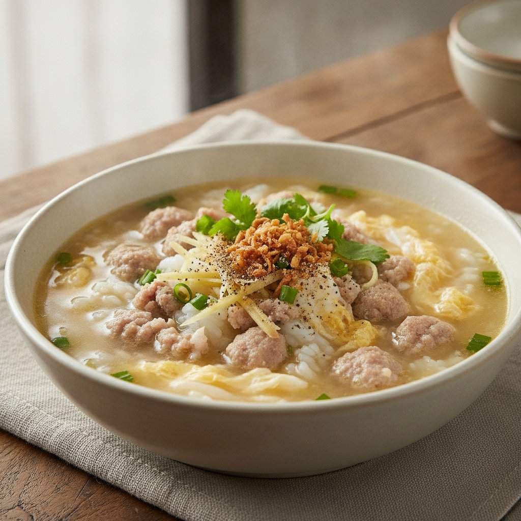 Rice Soup With Minced Pork (Low-Chol)