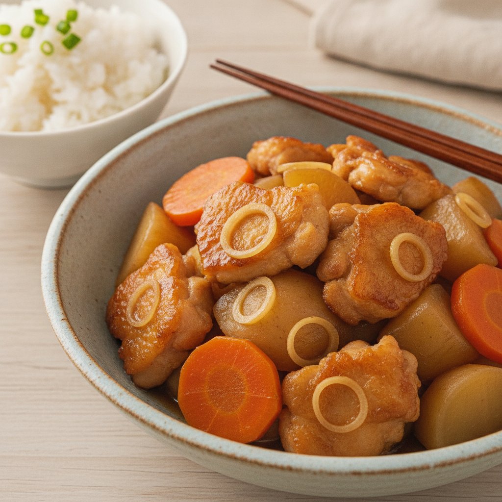Simmered Fried Chicken and Root Vegetables (Low-Calorie)