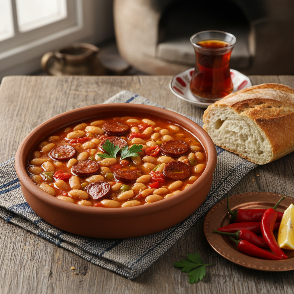 Creamy White Bean and Spiced Sausage Stew — Sucuklu Kuru Fasulye
