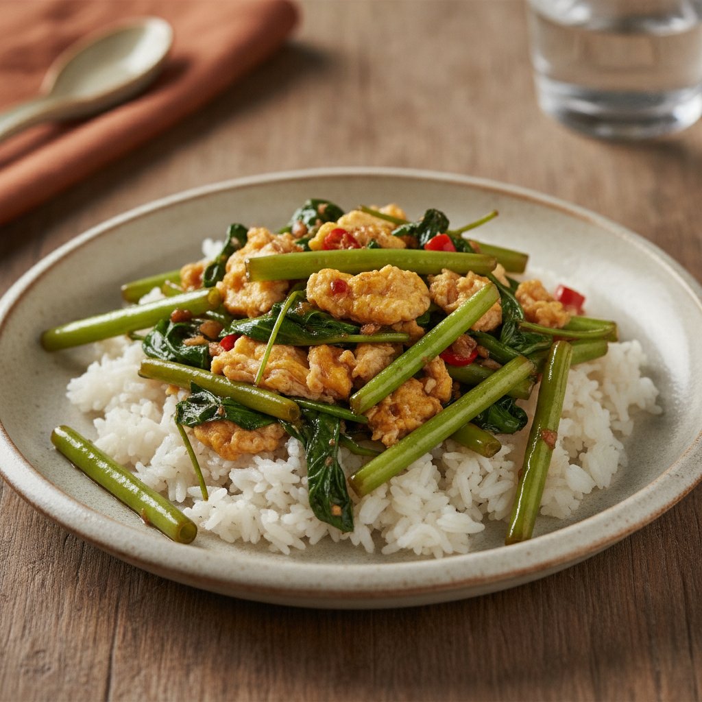 Stir-Fried Morning Glory with Egg