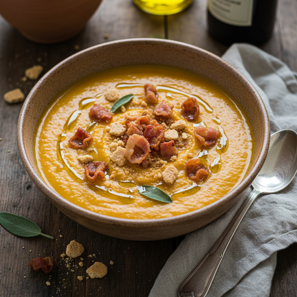 Crema di Zucca con Amaretti e Pancetta