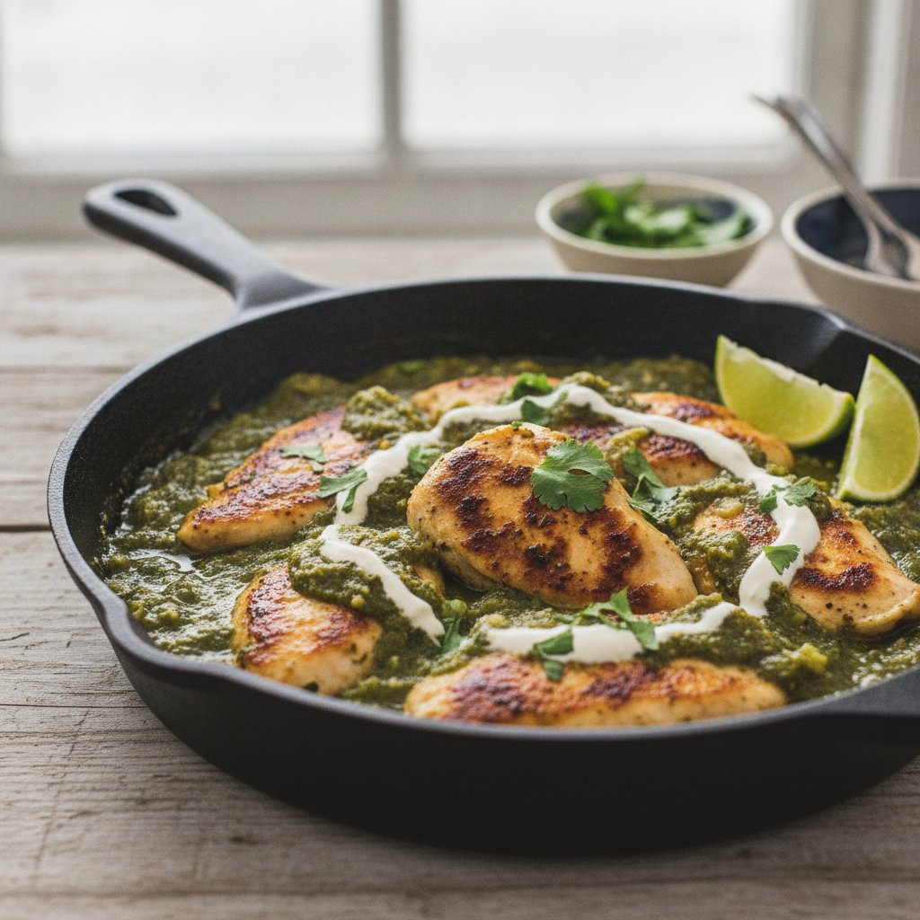 Skillet Chicken in Green Sauce (Low-Calorie)