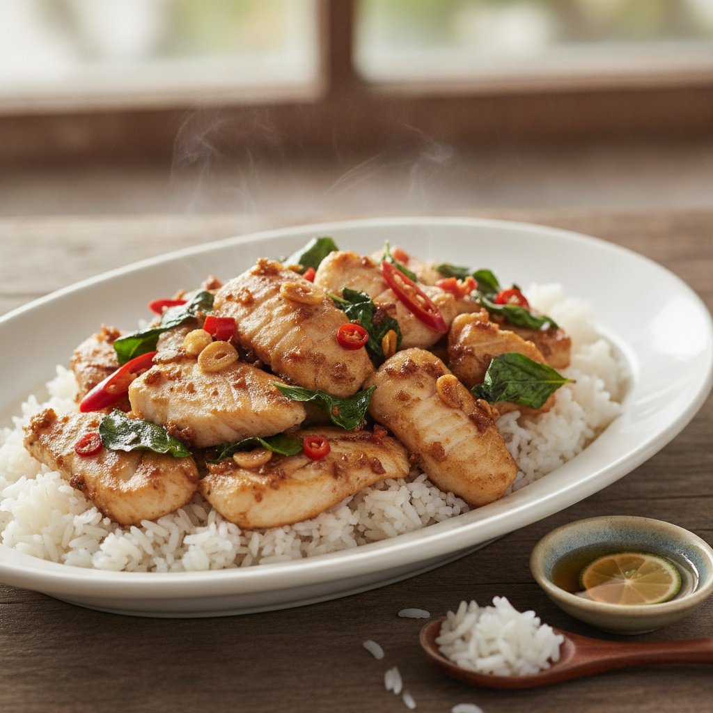 Stir-Fried Fish with Basil
