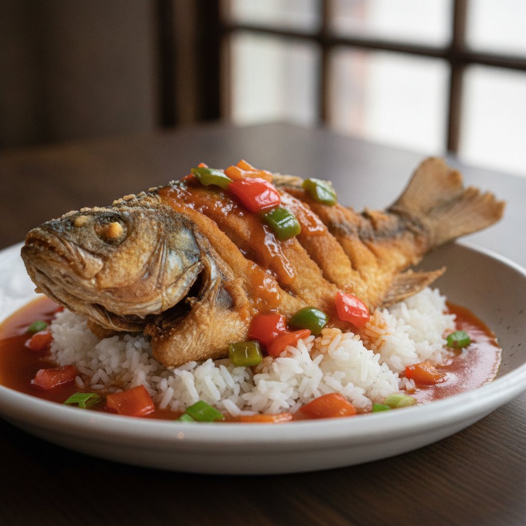 Whole Fried Fish with Sweet Sour Sauce