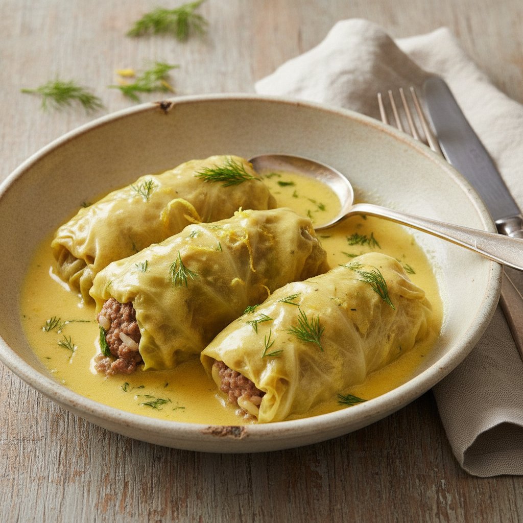 Cabbage Rolls with Lemon Sauce