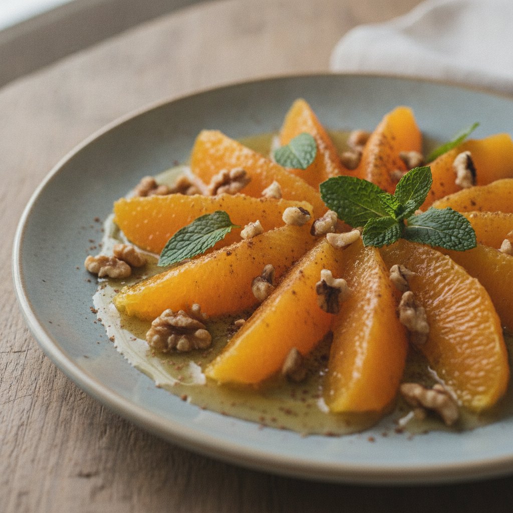 Sliced Oranges with Honey and Nuts