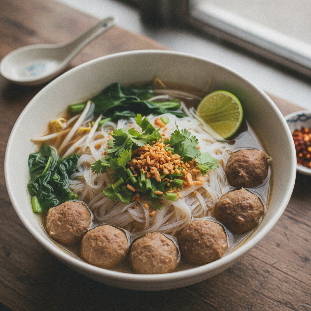 Rice Noodle Soup With Beef Balls