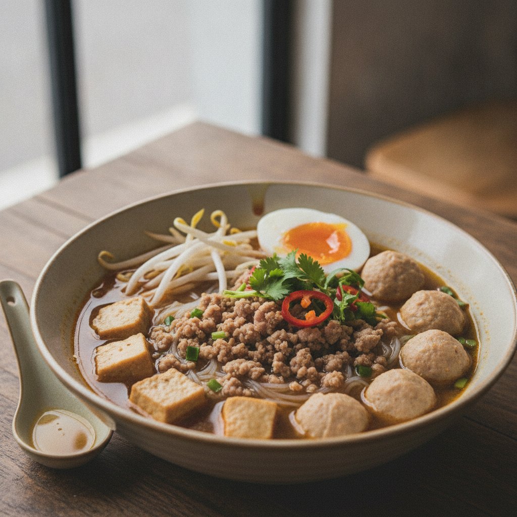 Thai Noodle Soup With Pork Balls (High-Protein)