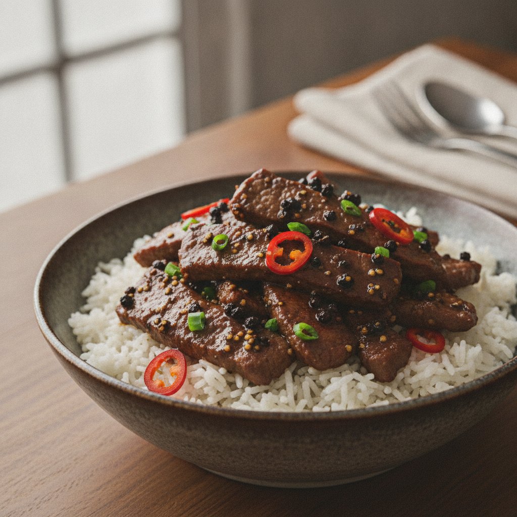 Pepper Beef Rice Bowl