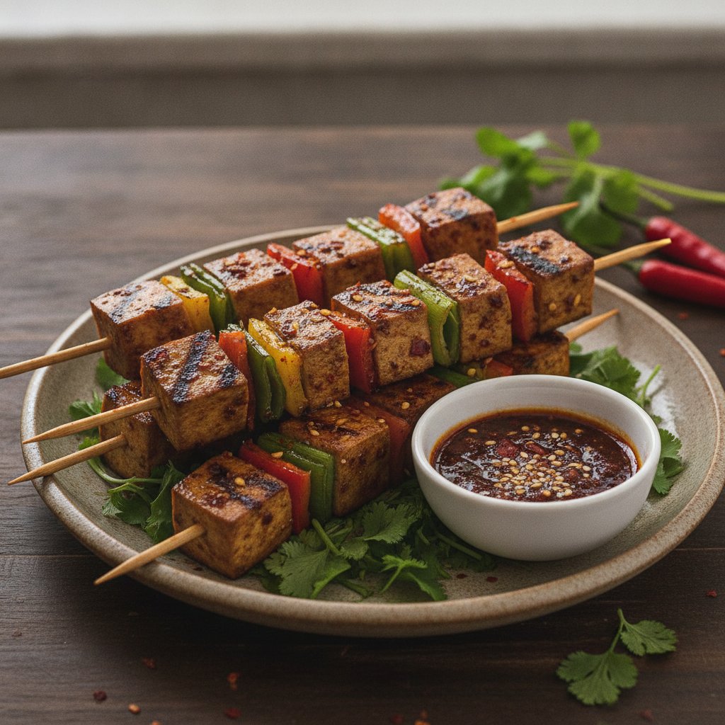 Grilled Tofu Skewers with Chili Spice