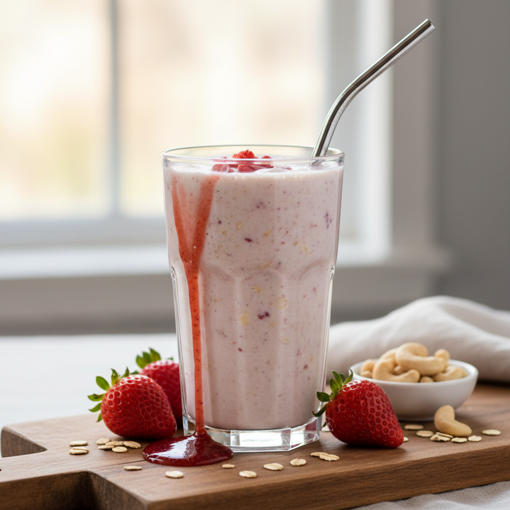 Strawberry Oat Cashew Smoothie