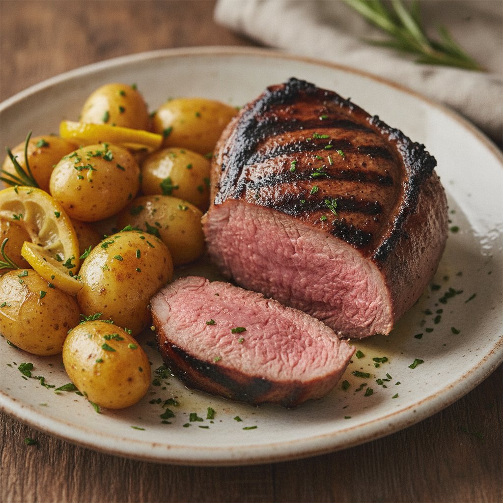 Grilled Lamb Leg with Garlic