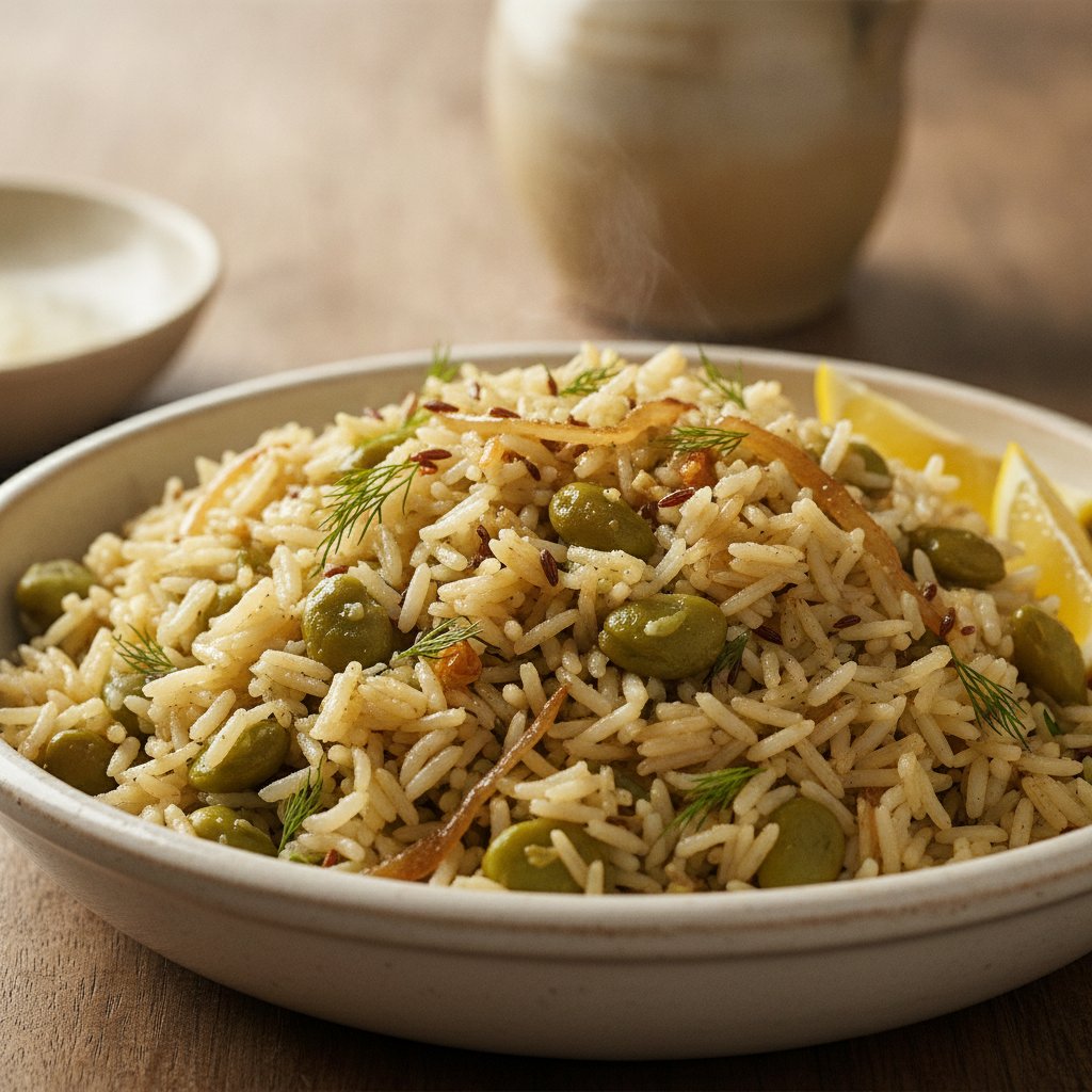 Iraqi Rice with Fava Beans and Dill