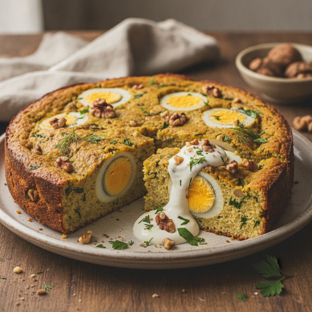 Herbed Egg and Walnut Cake (High-Protein)