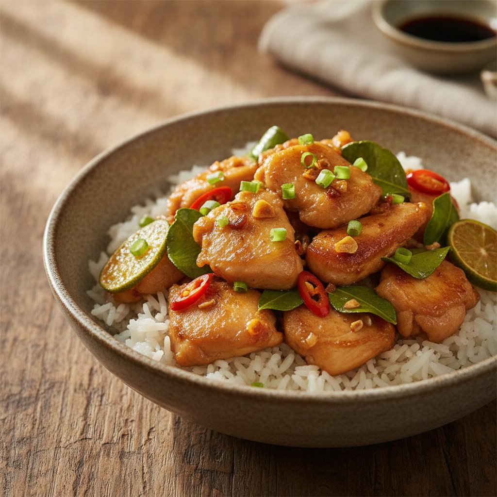 Stir Fried Chicken With Lime Leaves