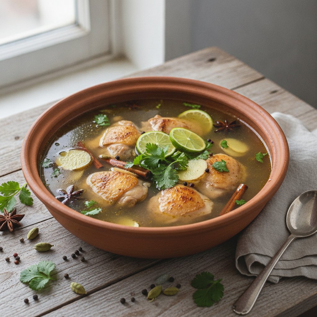 Spiced Chicken Clear Soup (Low-Calorie)