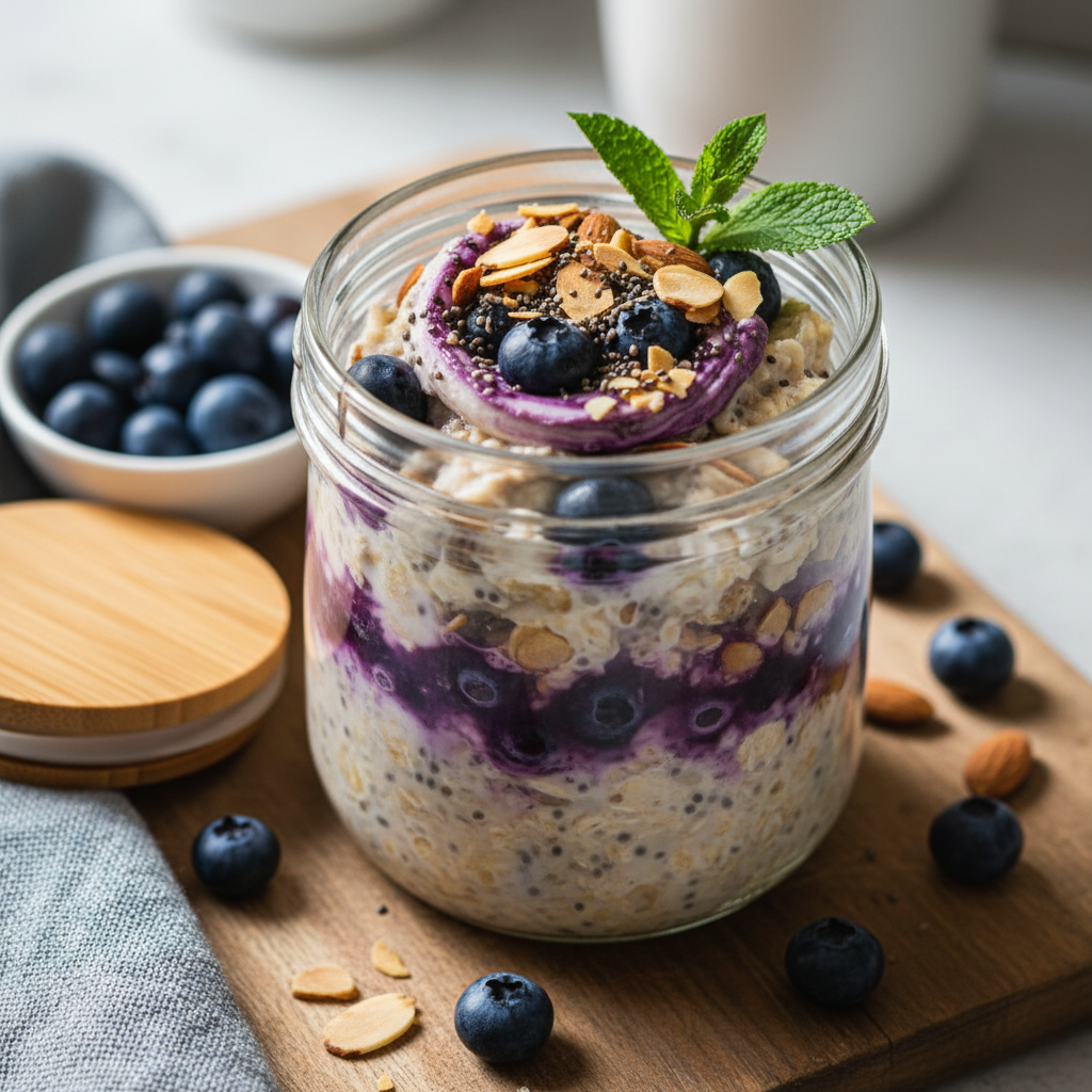 FODMAP Blueberry Almond Overnight Oats