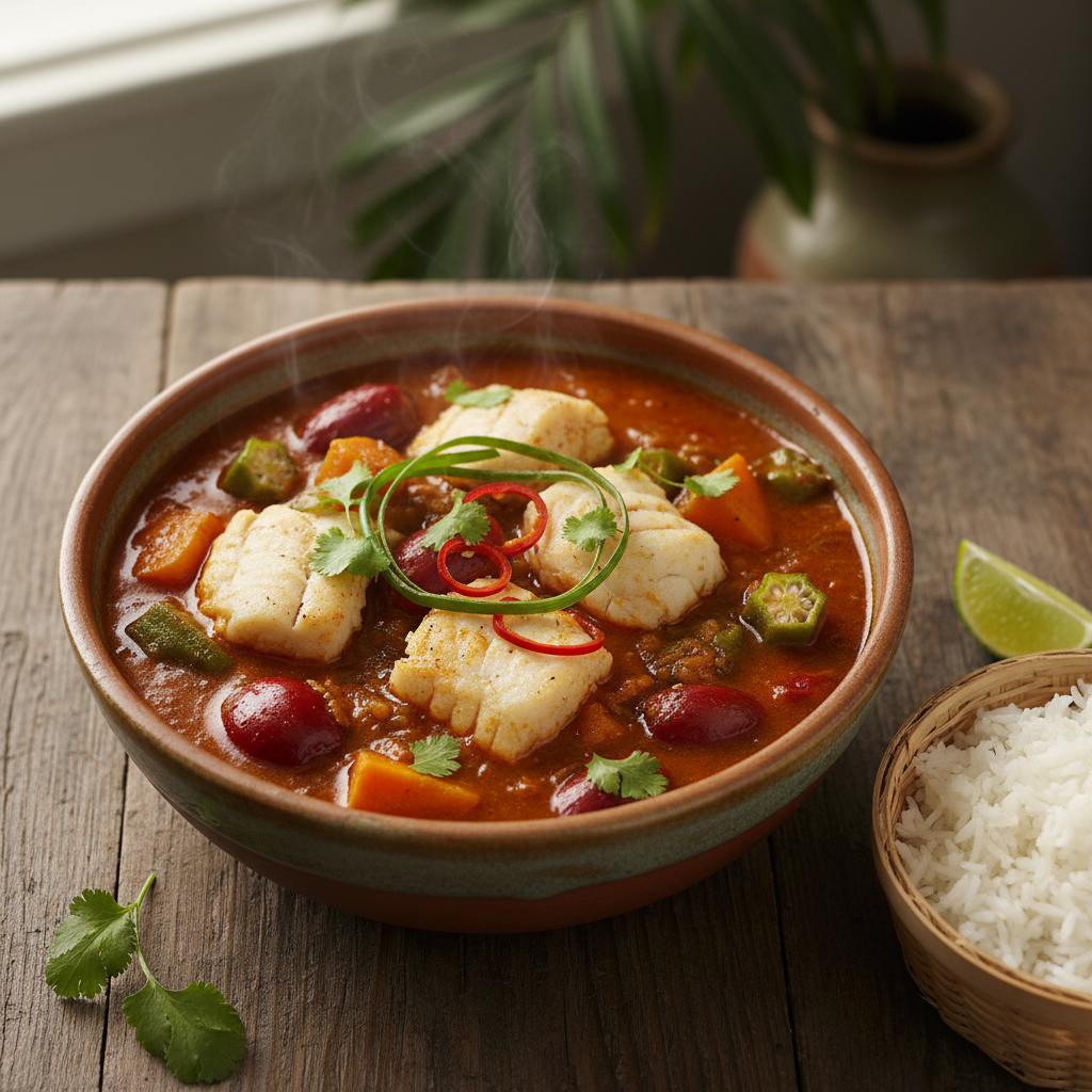 Salt Cod Palm Nut Stew - Bacalhau Moambe