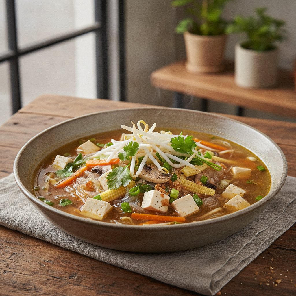 Clear Vegetable Soup With Glass Noodles