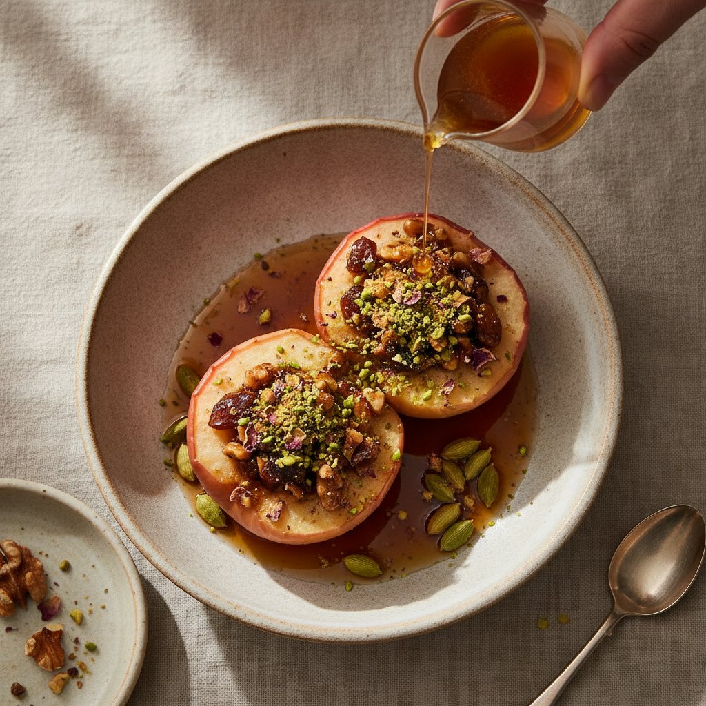 Rose Syrup Baked Apples