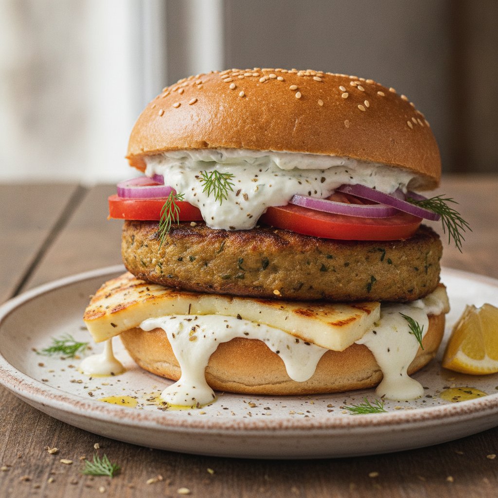 Eggplant and Cheese Burger