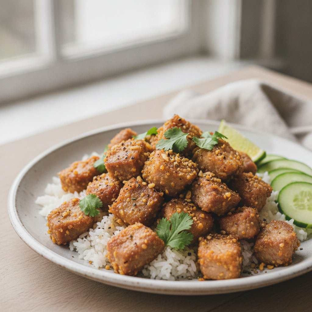 Garlic Pepper Fried Pork (Low-Calorie)