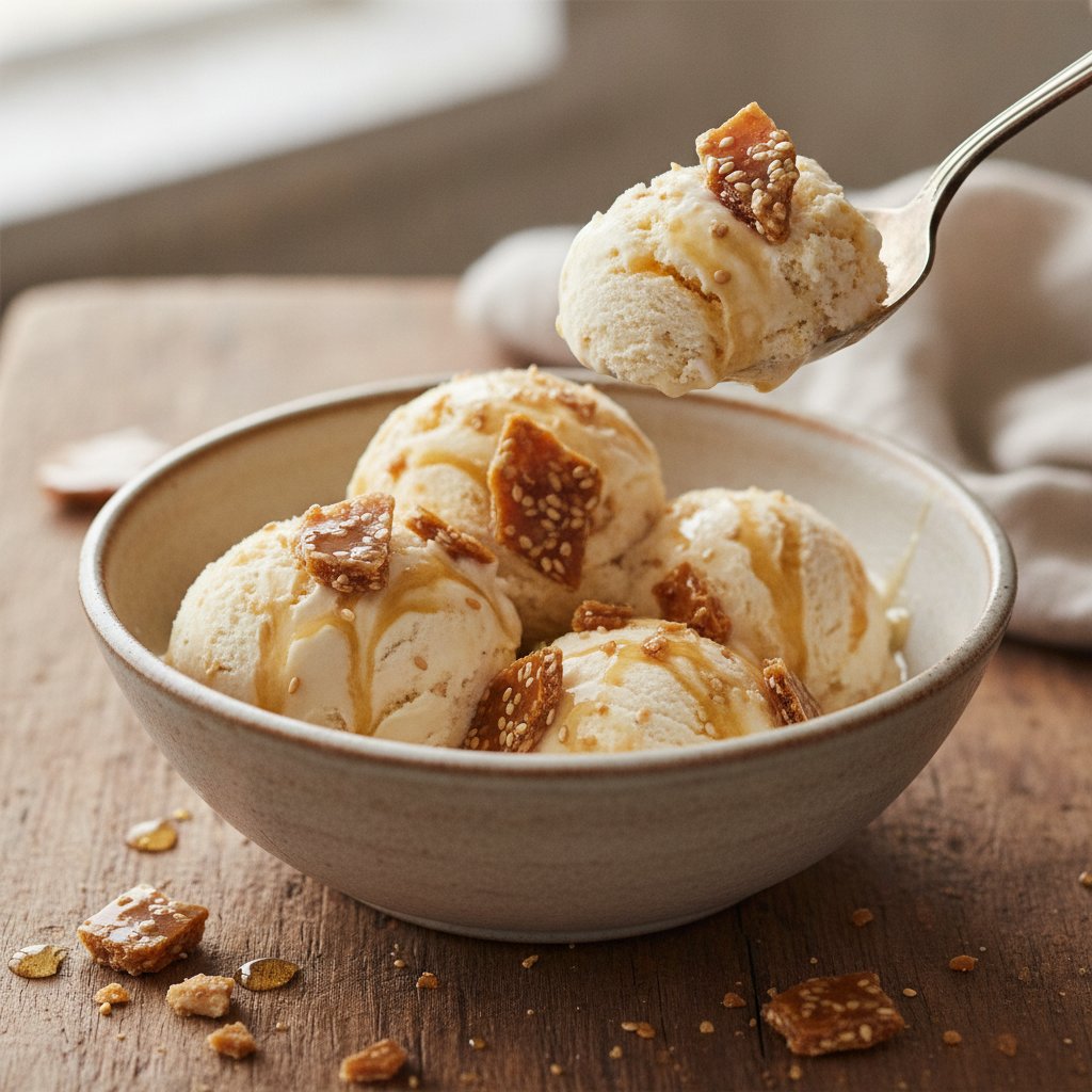 Honey Sesame Brittle Ice Cream