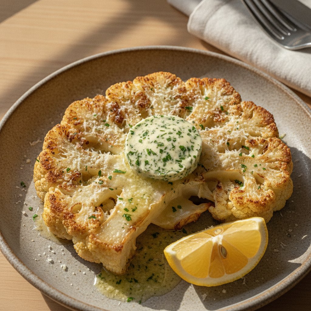 Grilled Cauliflower Steak with Herb Butter