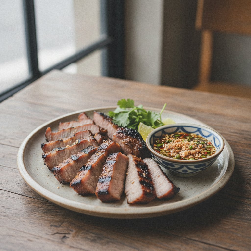 Grilled Pork Neck with Spicy Dipping Sauce (Keto)