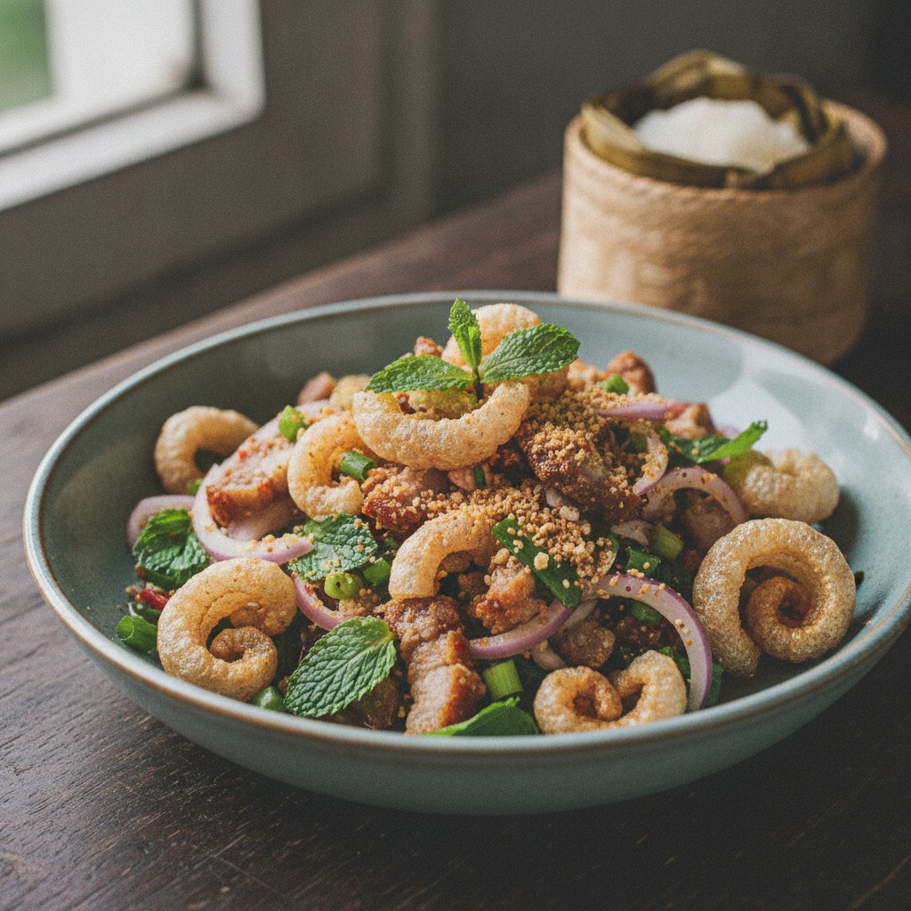 Spicy Pork Rind Salad