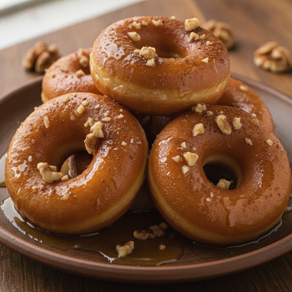 Honey Soaked Walnut Donuts
