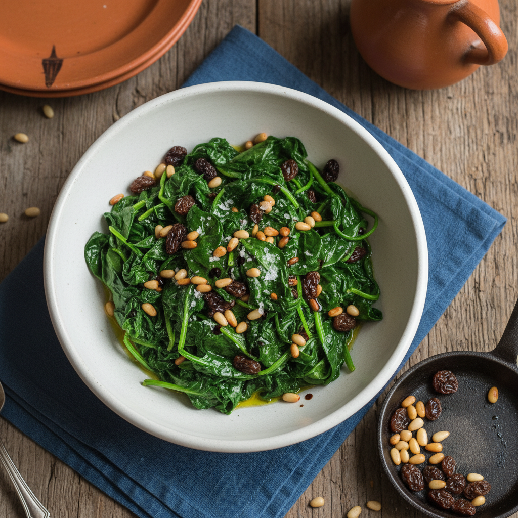 Catalan Spinach with Pine Nuts and Raisins