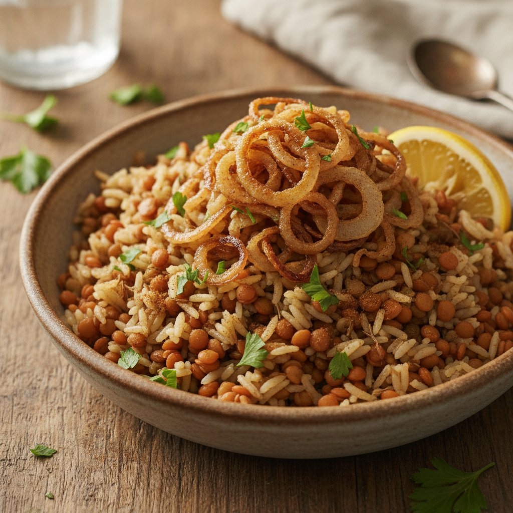 Lentil and Rice with Crispy Onions (Gluten-Free)