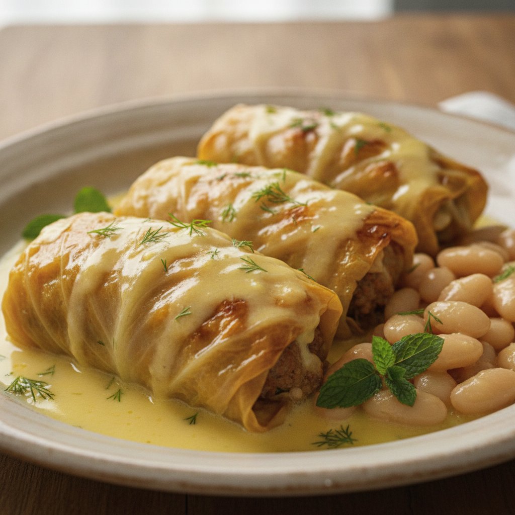 Cabbage Rolls with Lemon Sauce (High-Protein)