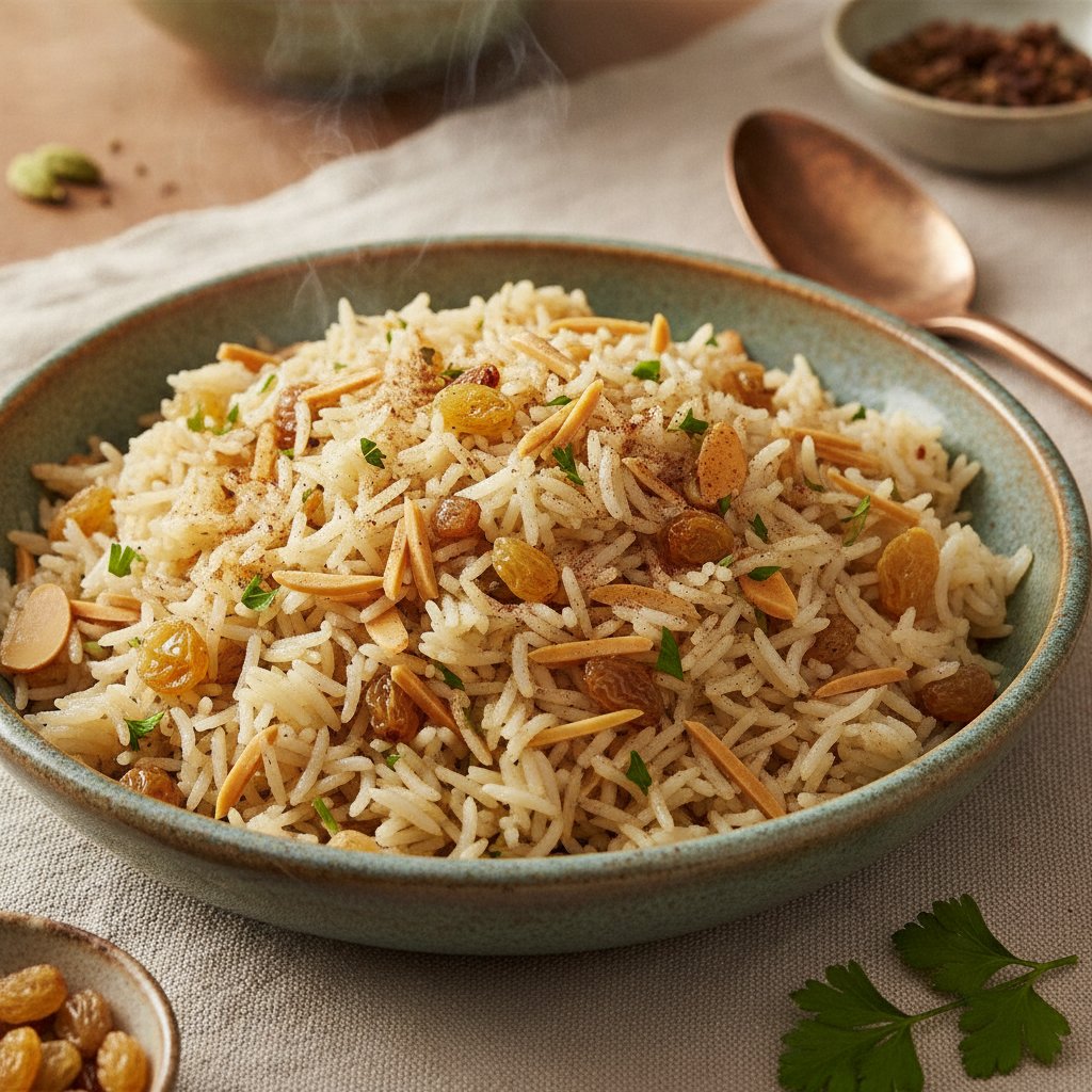 Rice with Toasted Almonds and Raisins