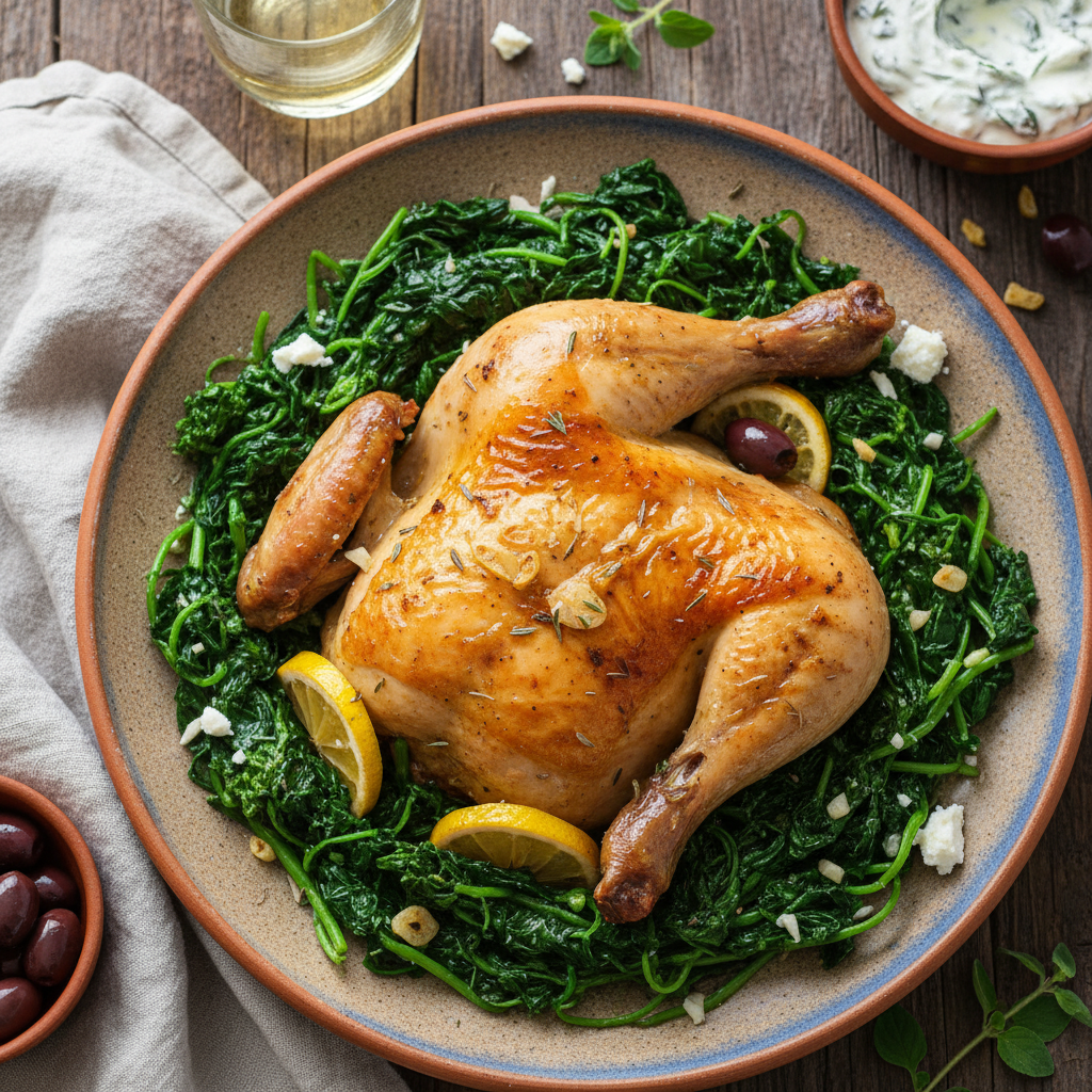 Cretan Chicken with Stamnagathi