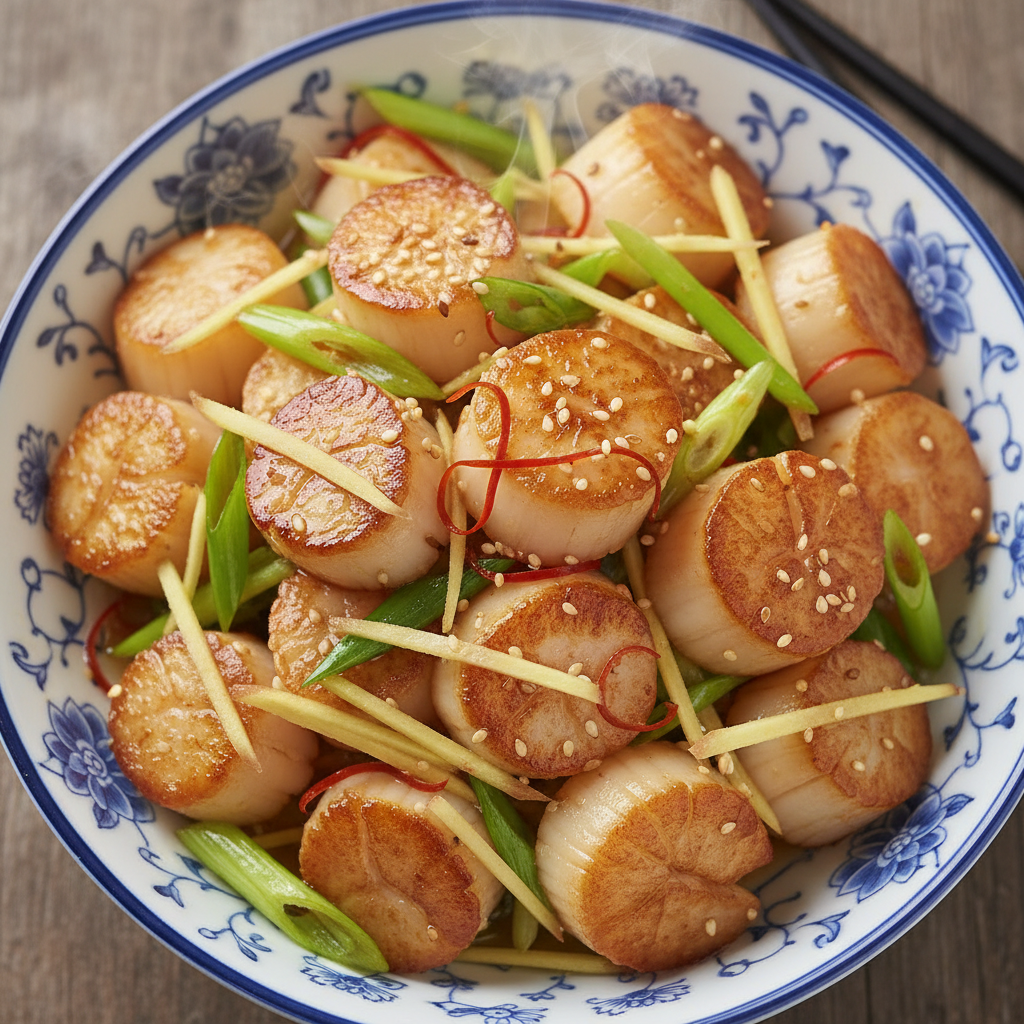 Scallop Ginger and Spring Onion Stir-Fry