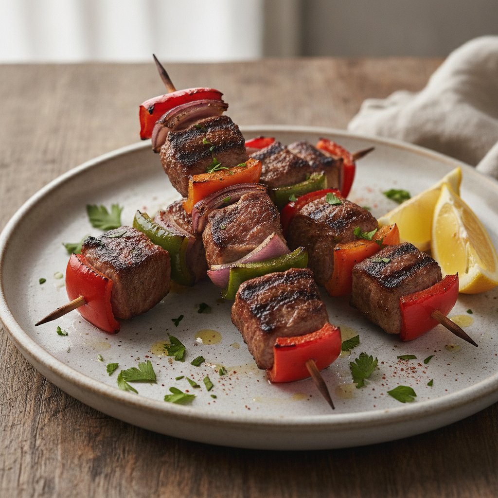 Grilled Lamb Skewers with Peppers