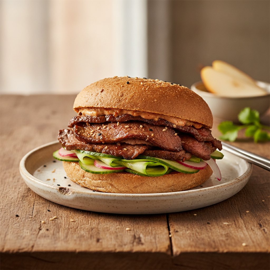 Korean Marinated Beef Sandwich (Low-Calorie)
