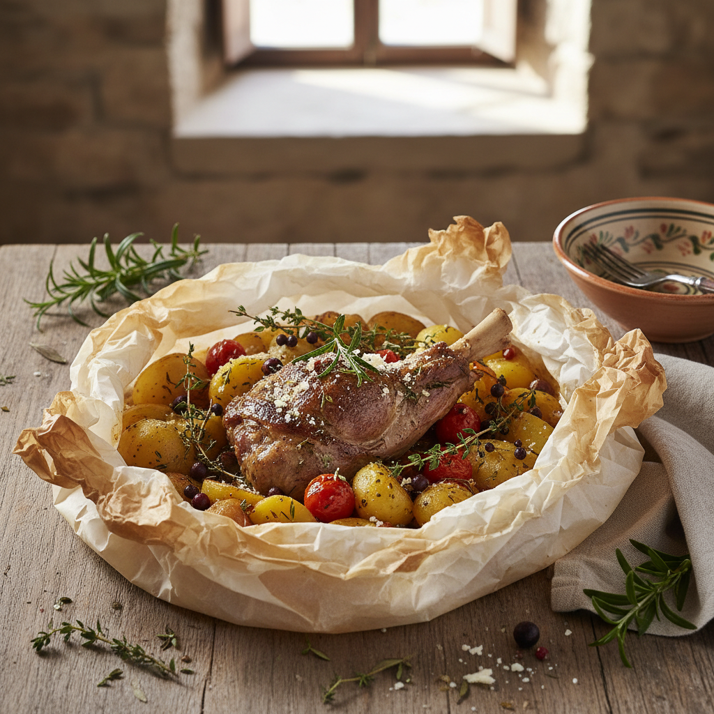 Agnello al Cartoccio con Erbe Sarde