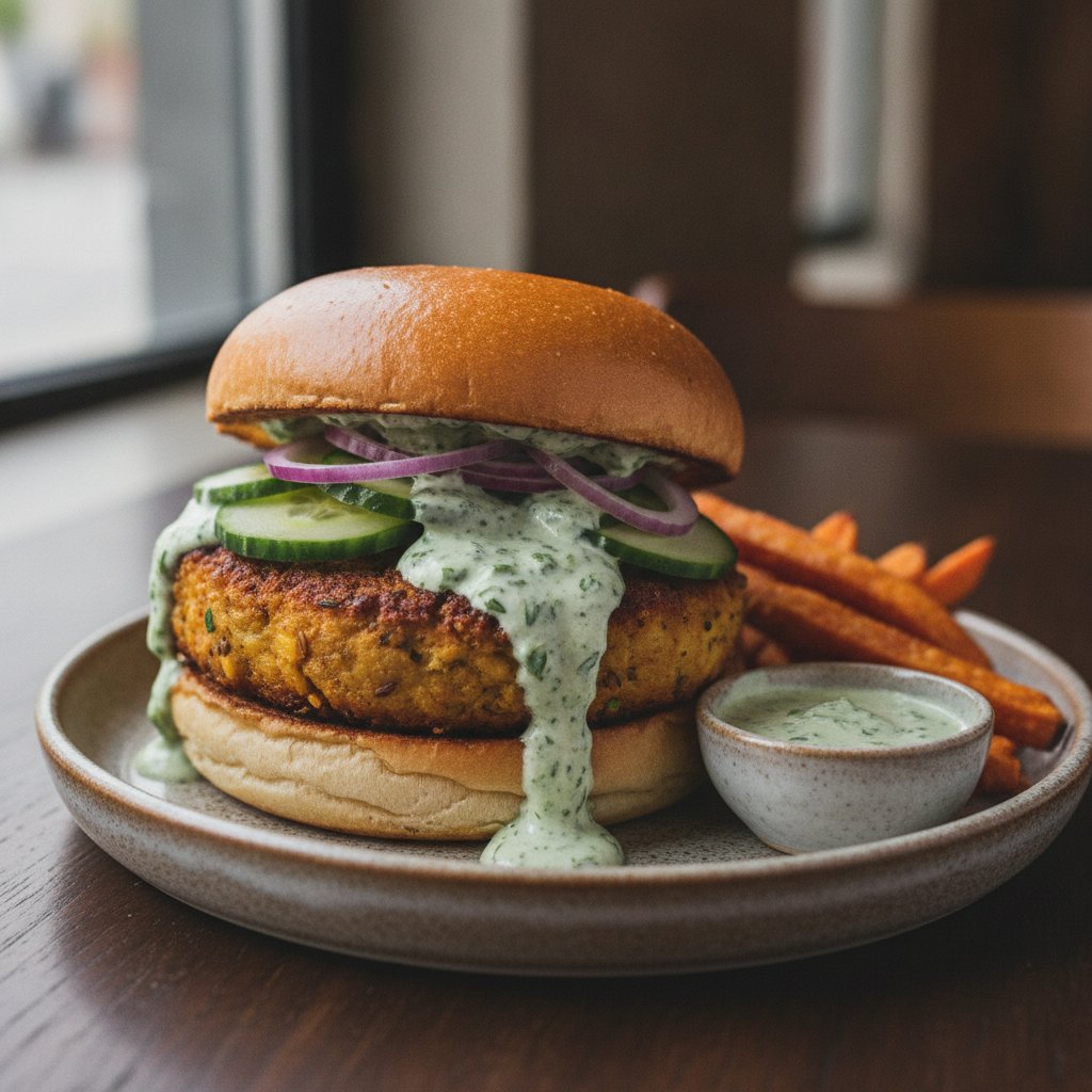 Spiced Chickpea Patty Burger