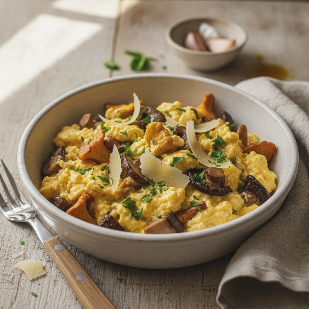 Scrambled Eggs with Wild Mushrooms